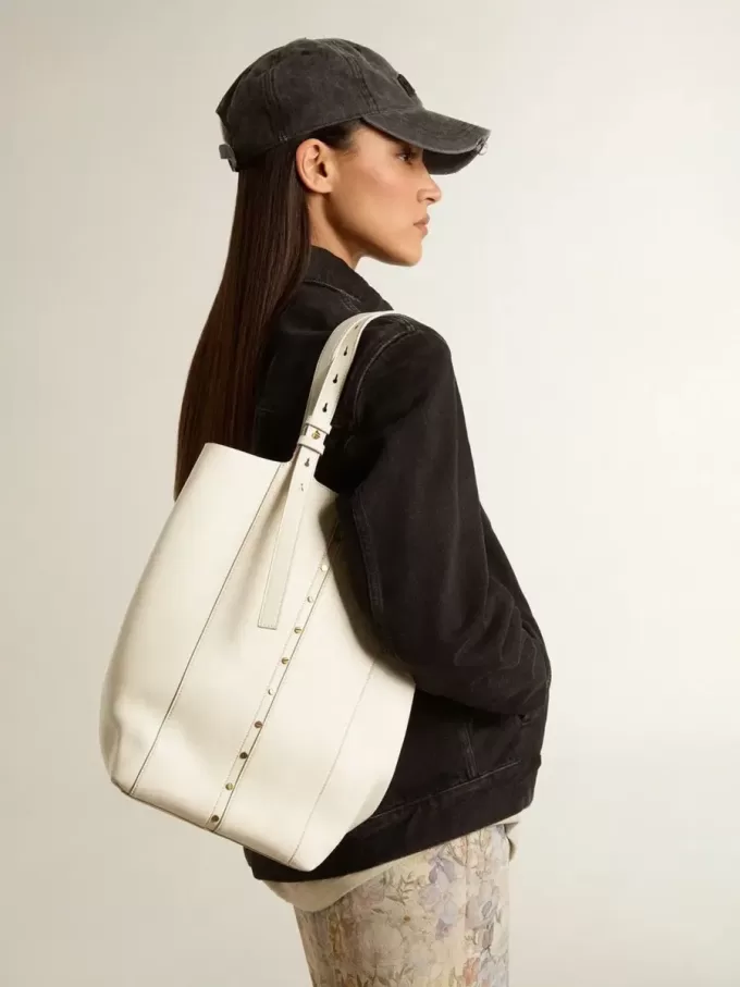 24/7 Bag North South in boterkleurig leer met verstelbare handvatten