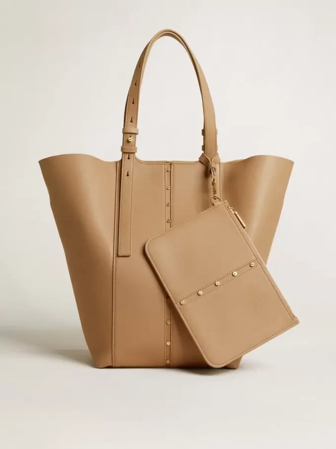24/7 Bag North South in cappuccinokleurig leer met verstelbare handvatten