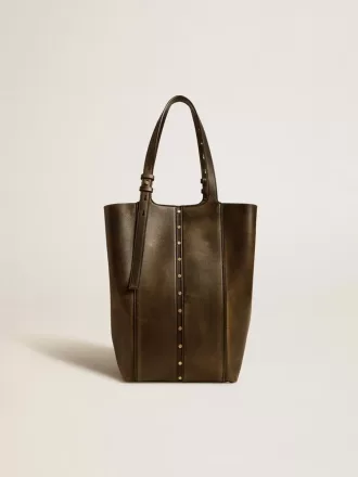 24/7 Bag North South in zwart distressed leer met verstelbare hengsels
