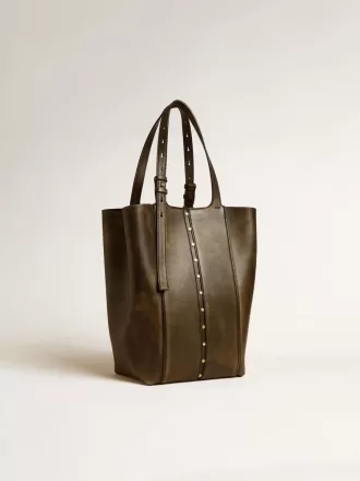 24/7 Bag North South in zwart distressed leer met verstelbare hengsels