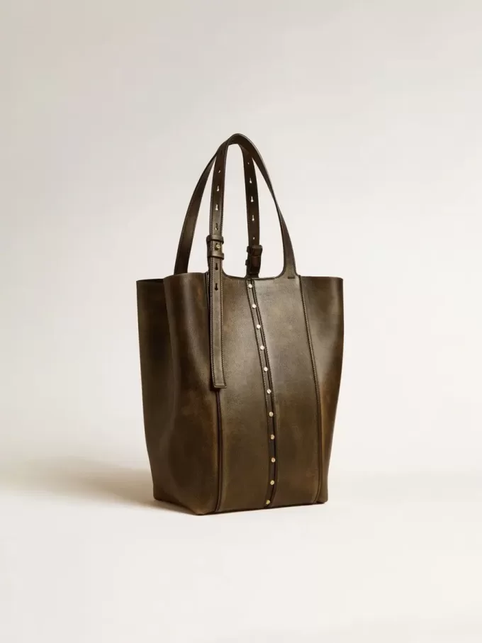 24/7 Bag North South in zwart distressed leer met verstelbare hengsels