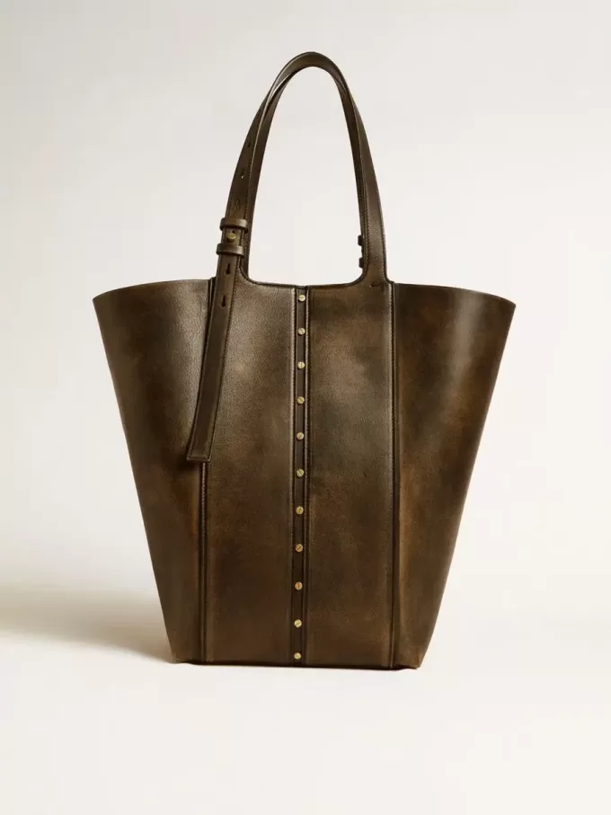 24/7 Bag North South in zwart distressed leer met verstelbare hengsels