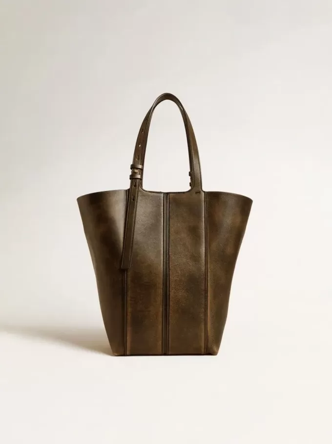 24/7 Bag North South in zwart distressed leer met verstelbare hengsels