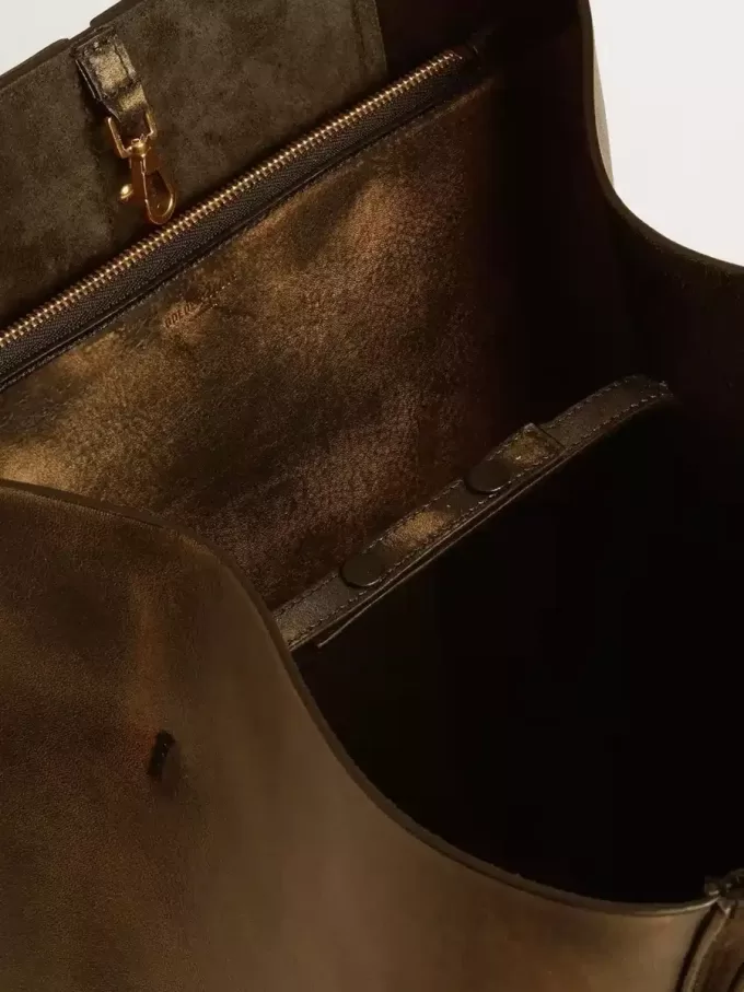 24/7 Bag North South in zwart distressed leer met verstelbare hengsels