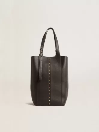 24/7 Bag North South in zwart leer met verstelbare hengsels