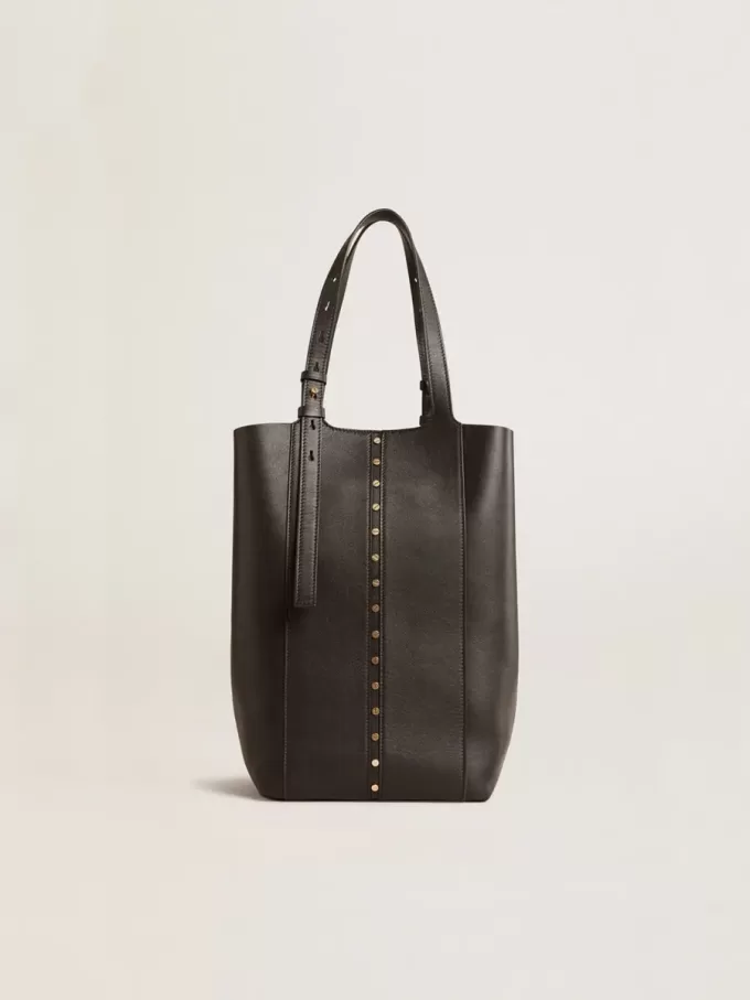 24/7 Bag North South in zwart leer met verstelbare hengsels