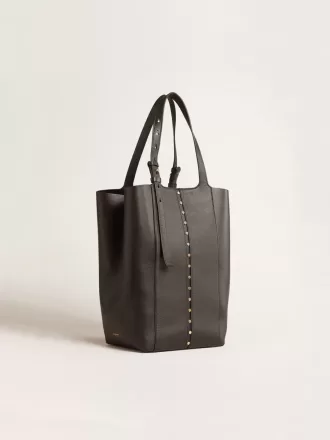 24/7 Bag North South in zwart leer met verstelbare hengsels