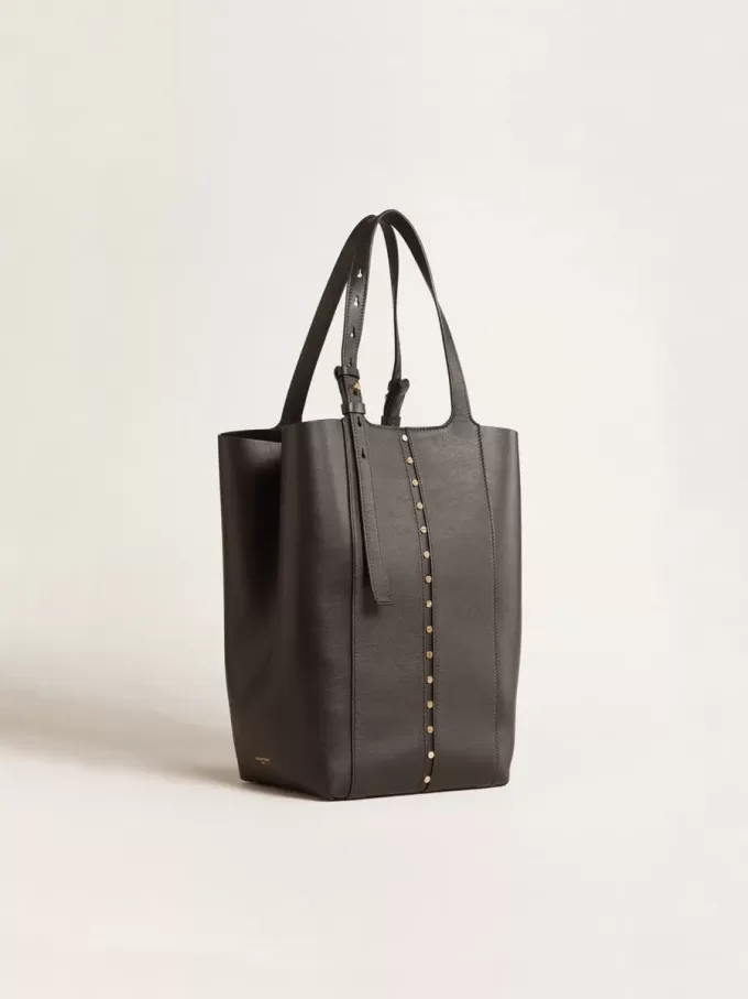 24/7 Bag North South in zwart leer met verstelbare hengsels