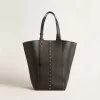 24/7 Bag North South in zwart leer met verstelbare hengsels