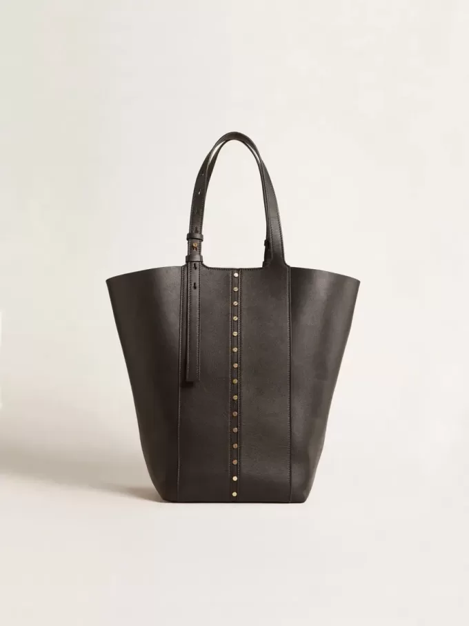 24/7 Bag North South in zwart leer met verstelbare hengsels