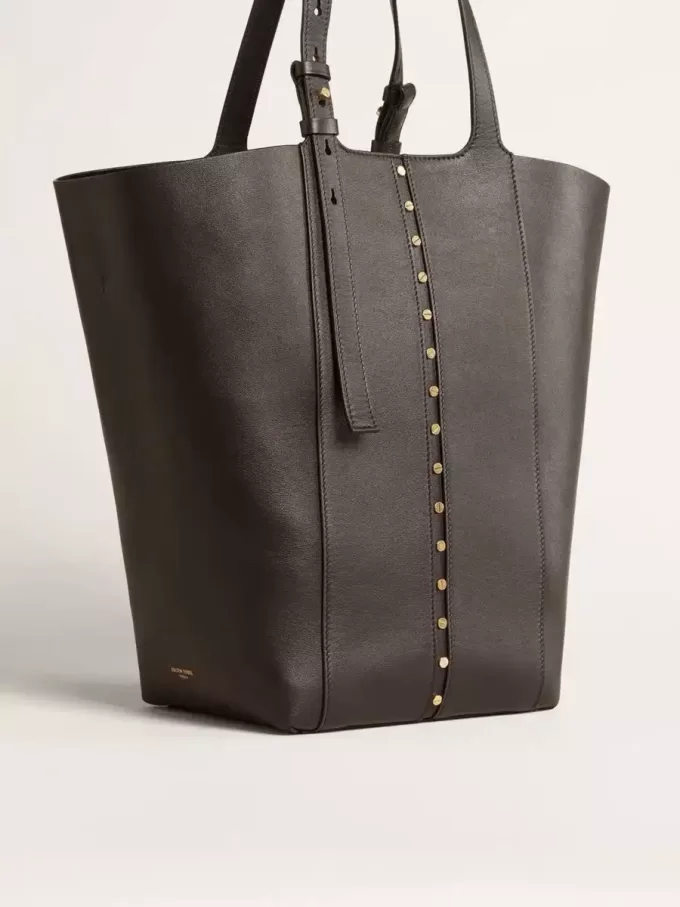 24/7 Bag North South in zwart leer met verstelbare hengsels