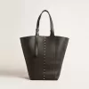 24/7 Bag North South in zwart leer met verstelbare hengsels