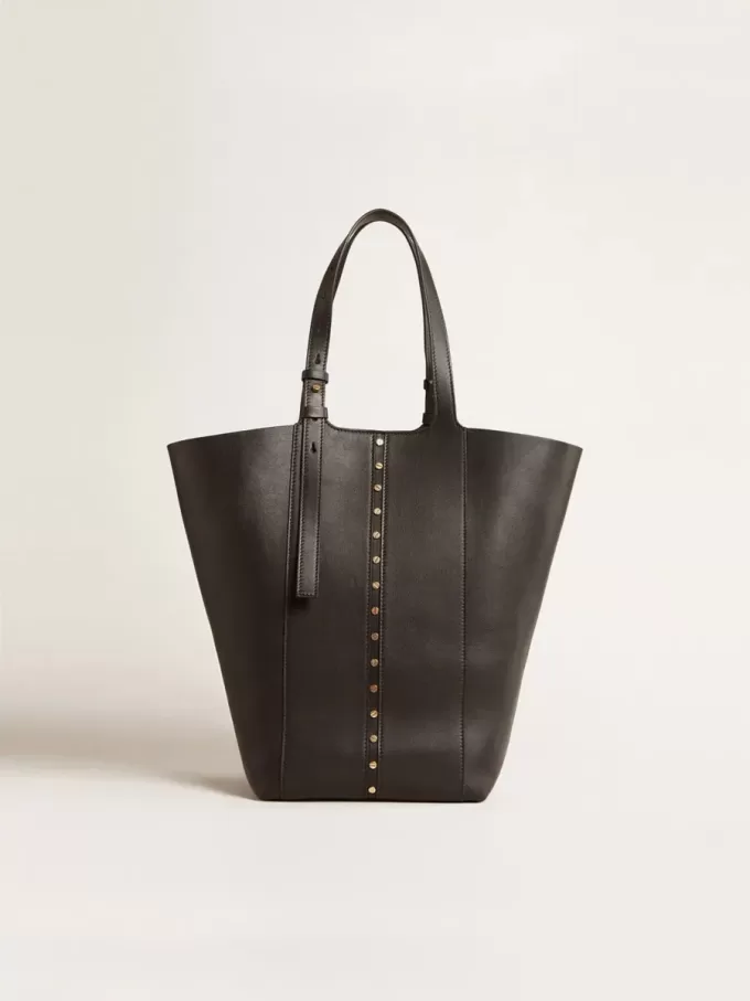 24/7 Bag North South in zwart leer met verstelbare hengsels