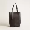 24/7 Bag North South in zwart leer met verstelbare hengsels