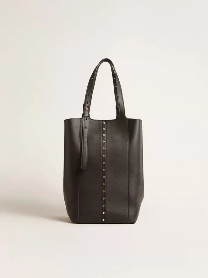 24/7 Bag North South in zwart leer met verstelbare hengsels