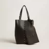 24/7 Bag North South in zwart leer met verstelbare hengsels