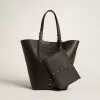 24/7 Bag North South in zwart leer met verstelbare hengsels