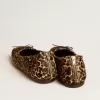 Amy ballerina’s in beige ponyhuid met luipaardprint