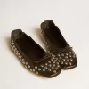 Amy ballerina’s van zwart nappaleer met zilverkleurige studs
