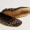 Amy ballerina’s van zwart nappaleer met zilverkleurige studs