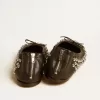 Amy ballerina’s van zwart nappaleer met zilverkleurige studs