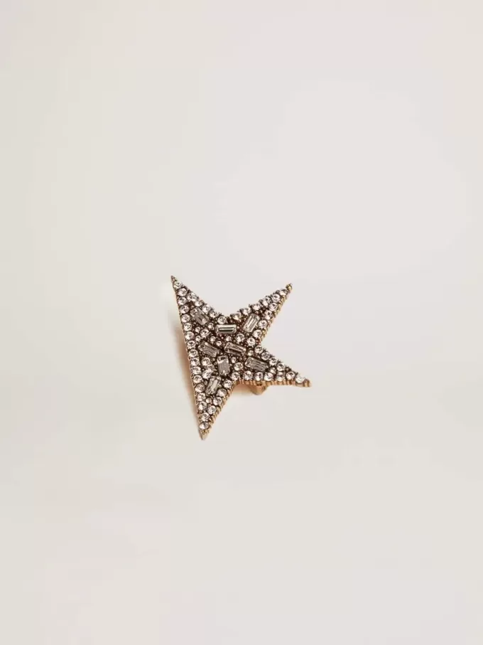 Antiek goudkleurige broche voor dames met decoratieve kristallen