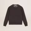 Antracietgrijs sweatshirt voor dames met kristallen