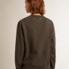 Antracietgrijs sweatshirt voor dames met kristallen