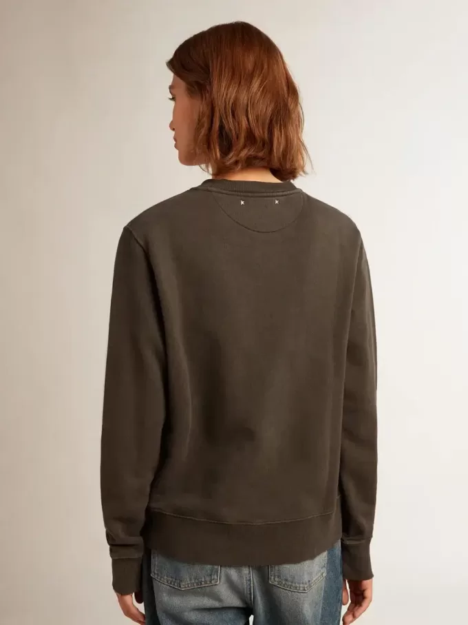 Antracietgrijs sweatshirt voor dames met kristallen