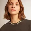 Antracietgrijs sweatshirt voor dames met kristallen