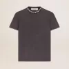 Antracietgrijs T-shirt voor dames met kristallen