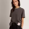 Antracietgrijs T-shirt voor dames met kristallen