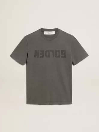 Antracietgrijs T-shirt voor heren met distressed-afwerking