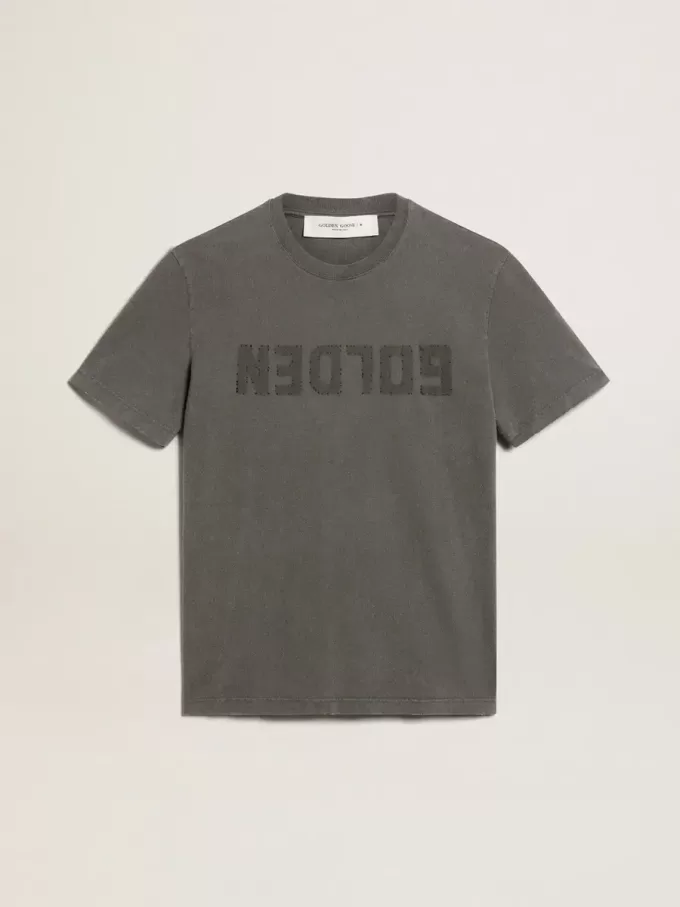 Antracietgrijs T-shirt voor heren met distressed-afwerking