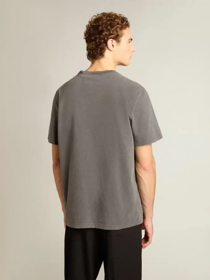 Antracietgrijs T-shirt voor heren met distressed-afwerking