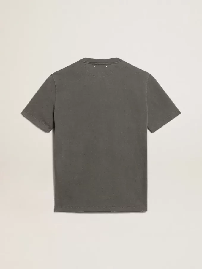 Antracietgrijs T-shirt voor heren met distressed-afwerking