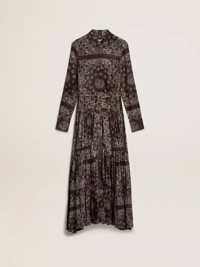 Antracietgrijze overhemdjurk met paisleyprint
