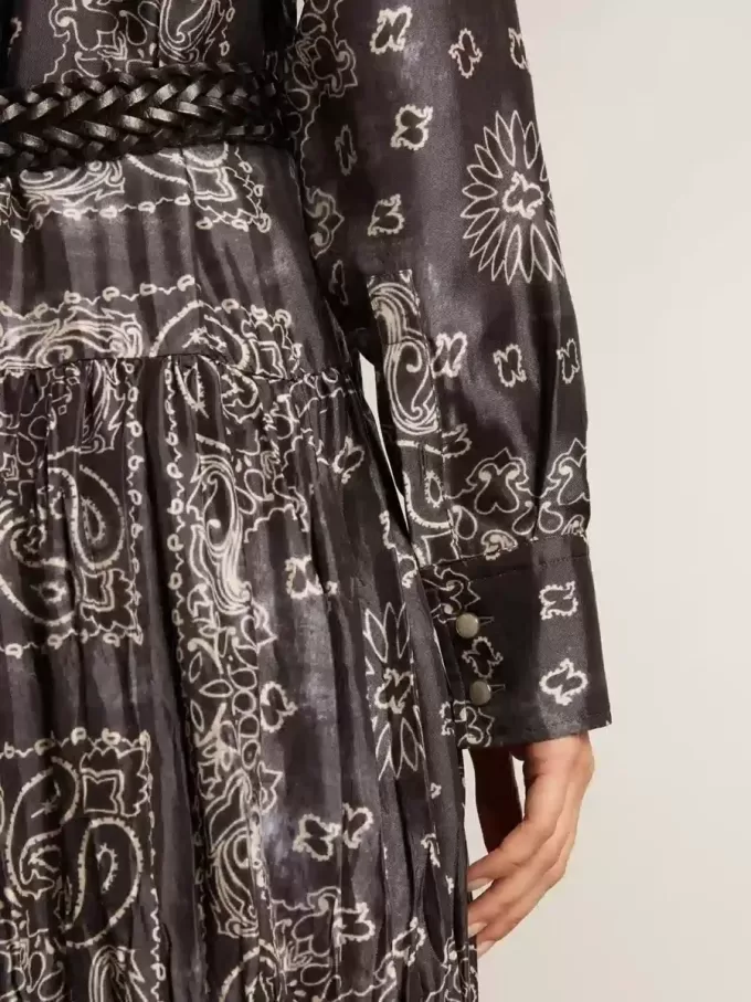 Antracietgrijze overhemdjurk met paisleyprint