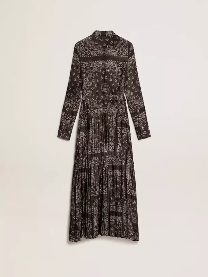 Antracietgrijze overhemdjurk met paisleyprint