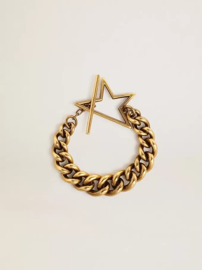 Armband van antiek goudkleurig ketting met stervormige sluiting