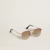 Aviator-zonnebril met gouden montuur en beige glazen