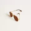 Aviator-zonnebril met gouden montuur en bruine glazen