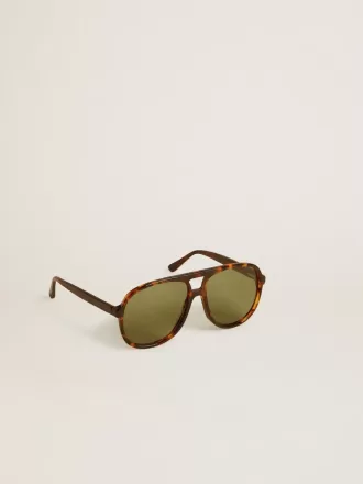 Aviator-zonnebril met schildpadmontuur en groene glazen
