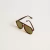 Aviator-zonnebril met schildpadmontuur en groene glazen