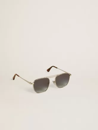 Aviator-zonnebril met zilveren montuur en blauwe glazen