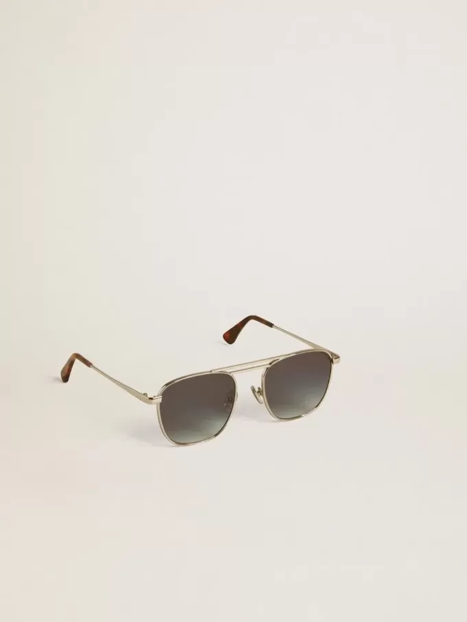 Aviator-zonnebril met zilveren montuur en blauwe glazen
