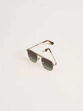 Aviator-zonnebril met zilveren montuur en blauwe glazen