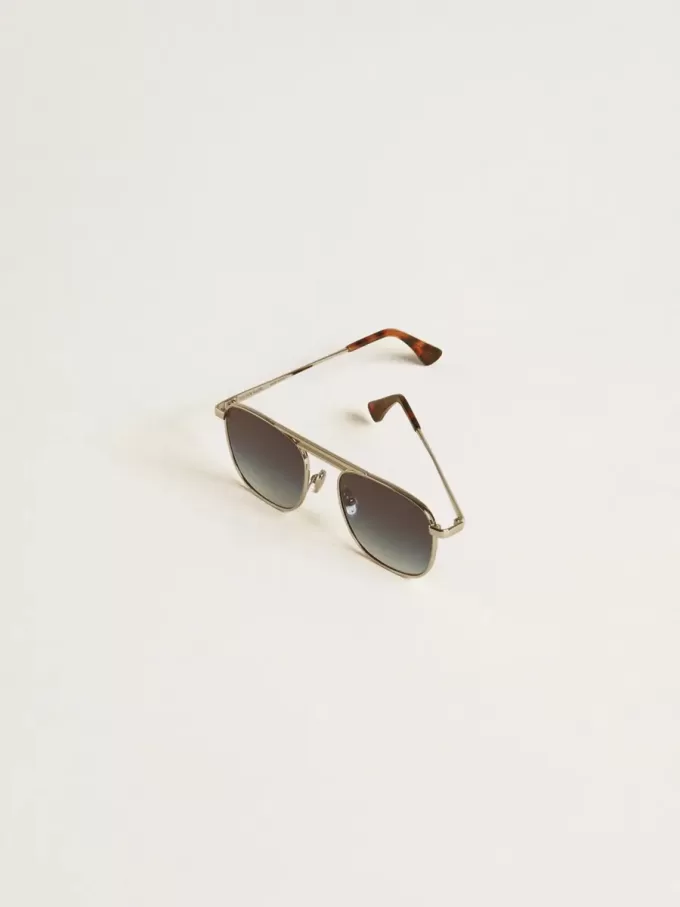 Aviator-zonnebril met zilveren montuur en blauwe glazen