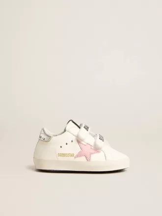 Baby Old School met roze leren ster en zilveren leren hielstuk