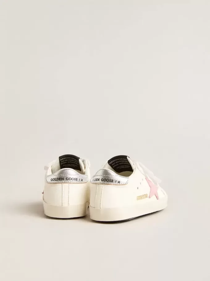 Baby Old School met roze leren ster en zilveren leren hielstuk